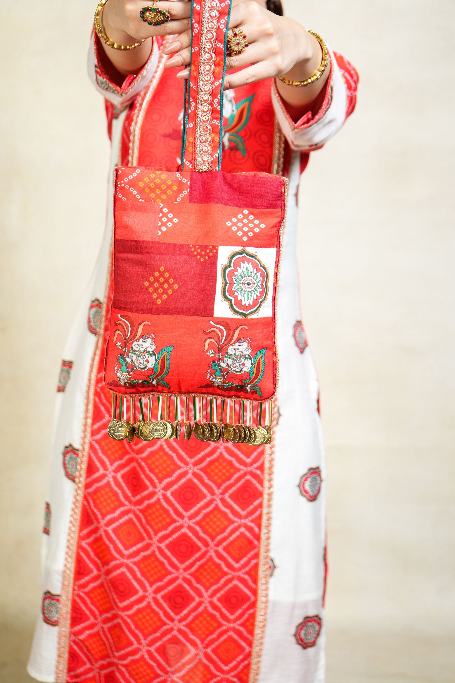 GAJANAN RED PATCHWORK POTLI