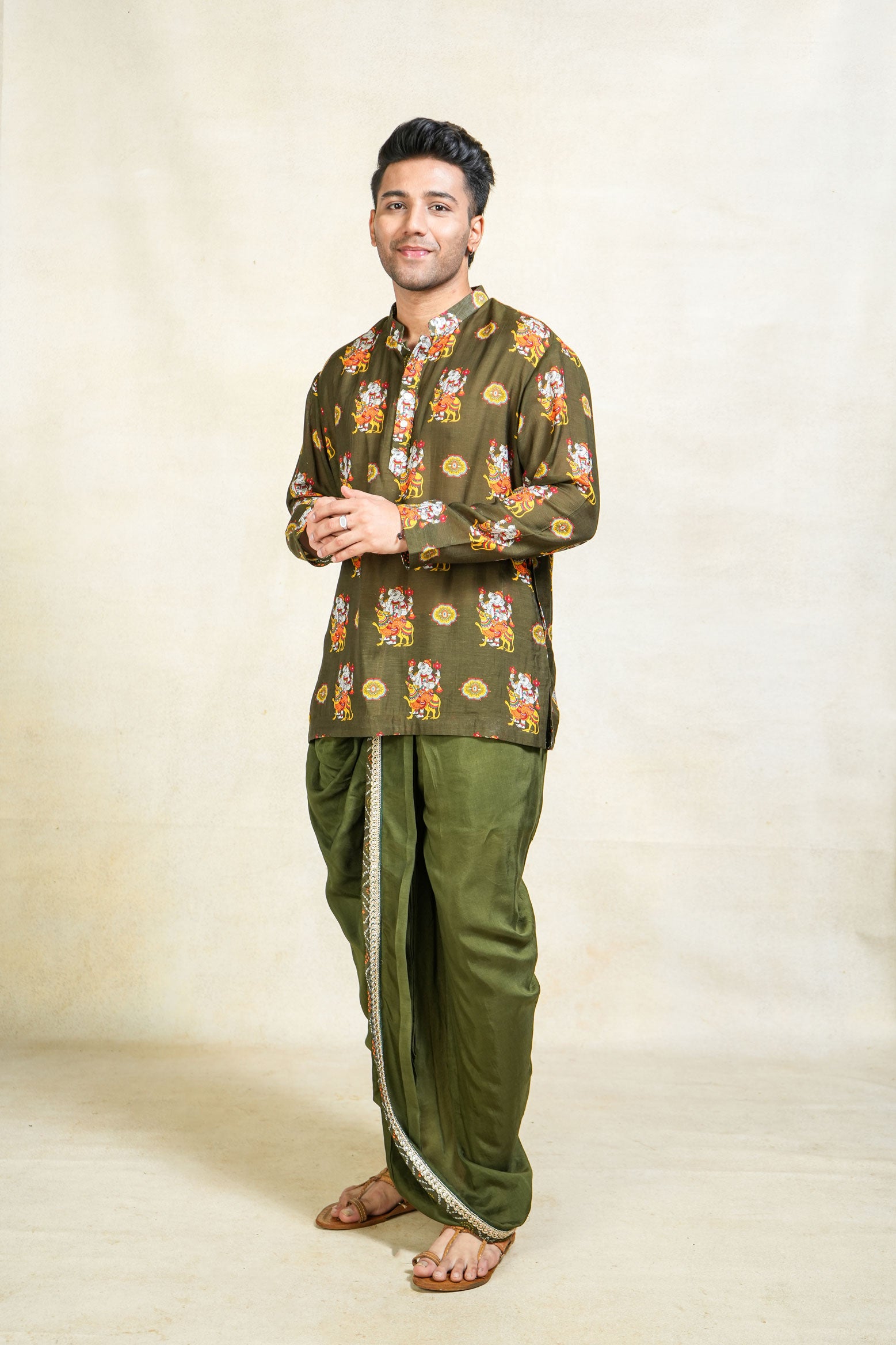 Herambh green stitched dhoit