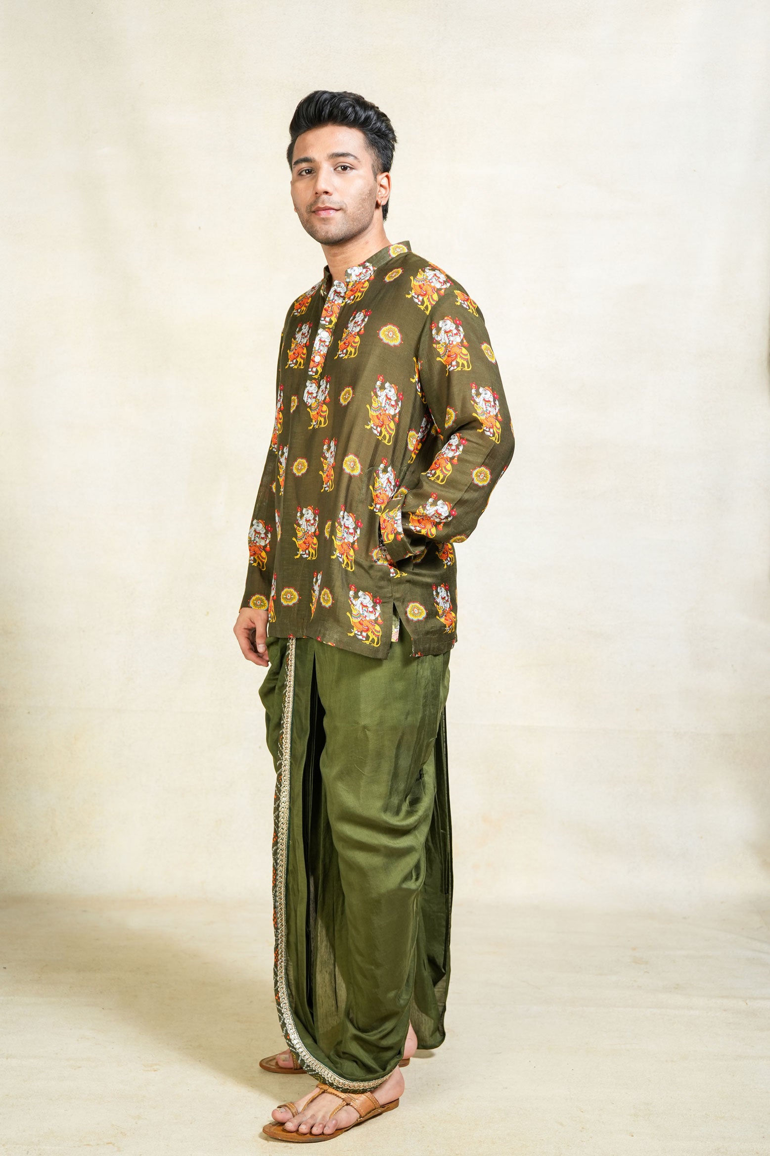 Herambh green stitched dhoit