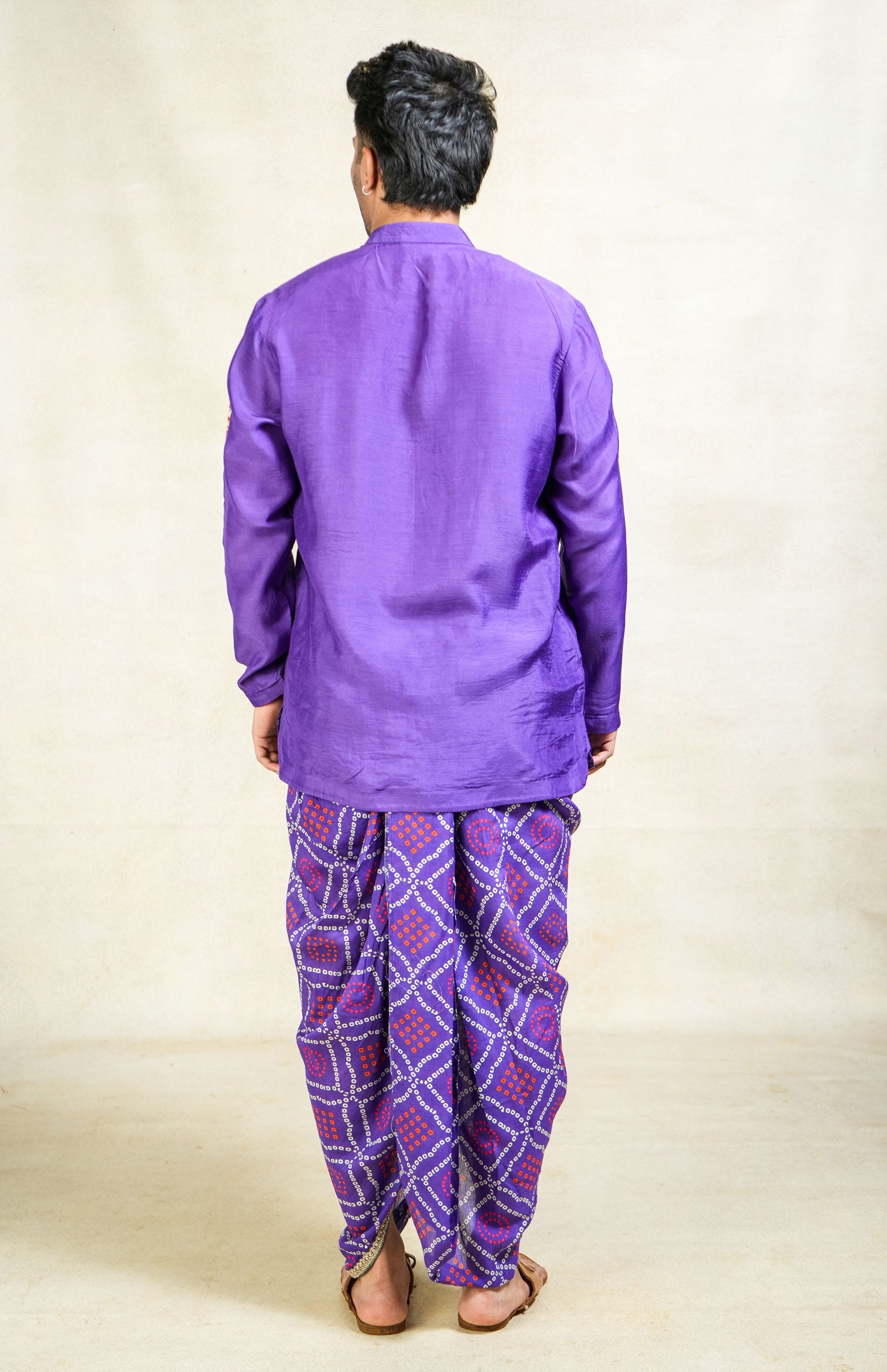 Herambh purple Ganesh appliqué kurta