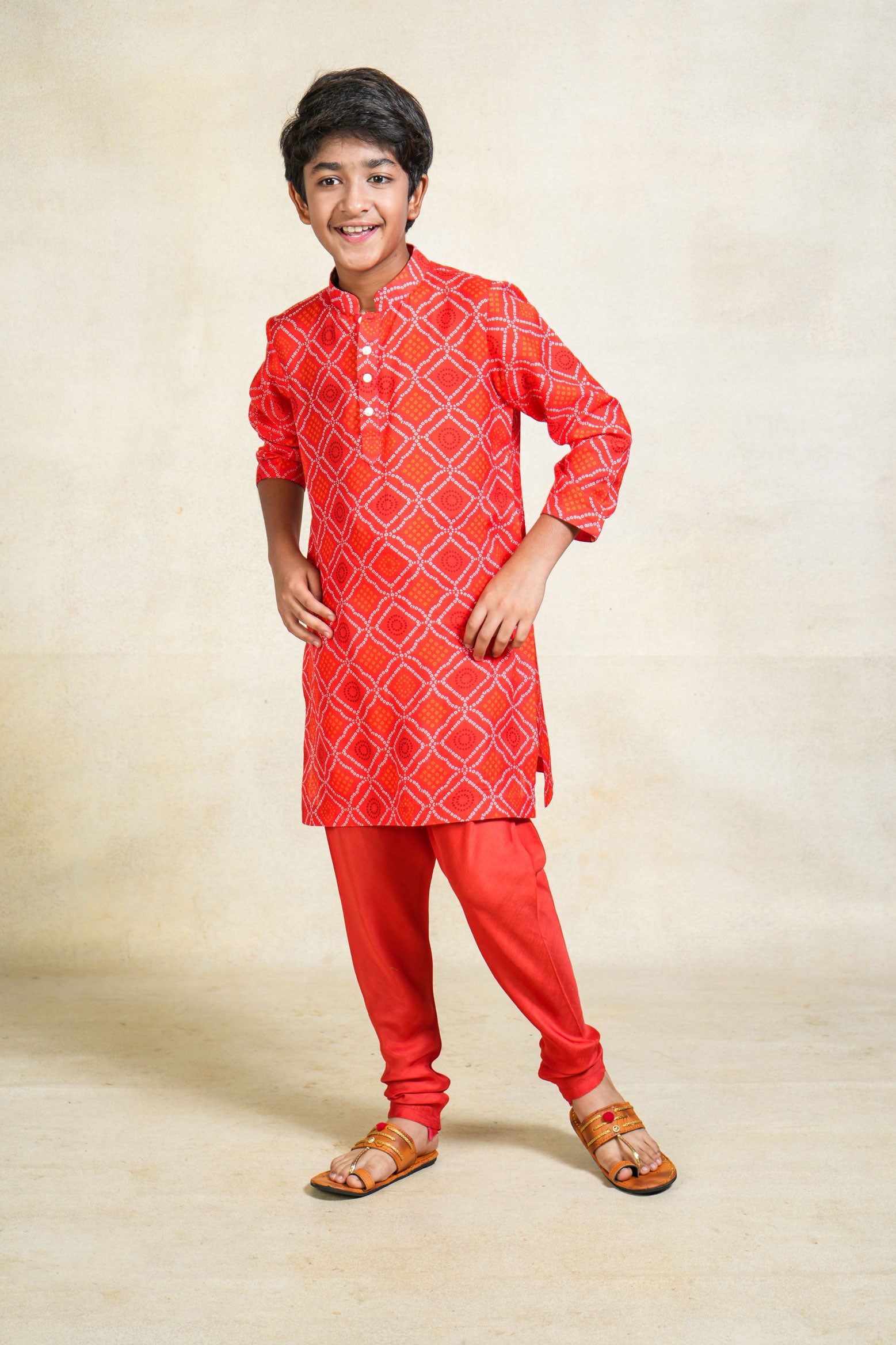Bappa red Kurta + pant + jacket ( set of 3 )