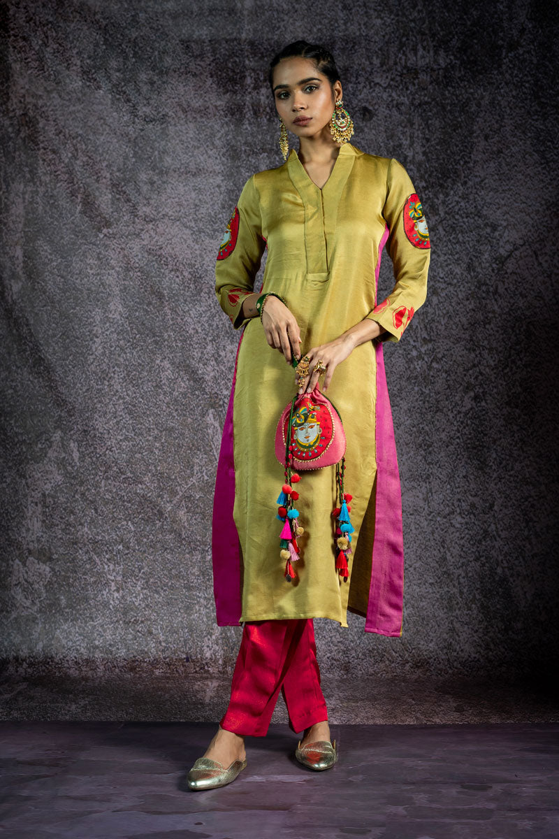 PADMA SAAJ PISTA METALLIC KURTA + SALWAR (SET OF 2)