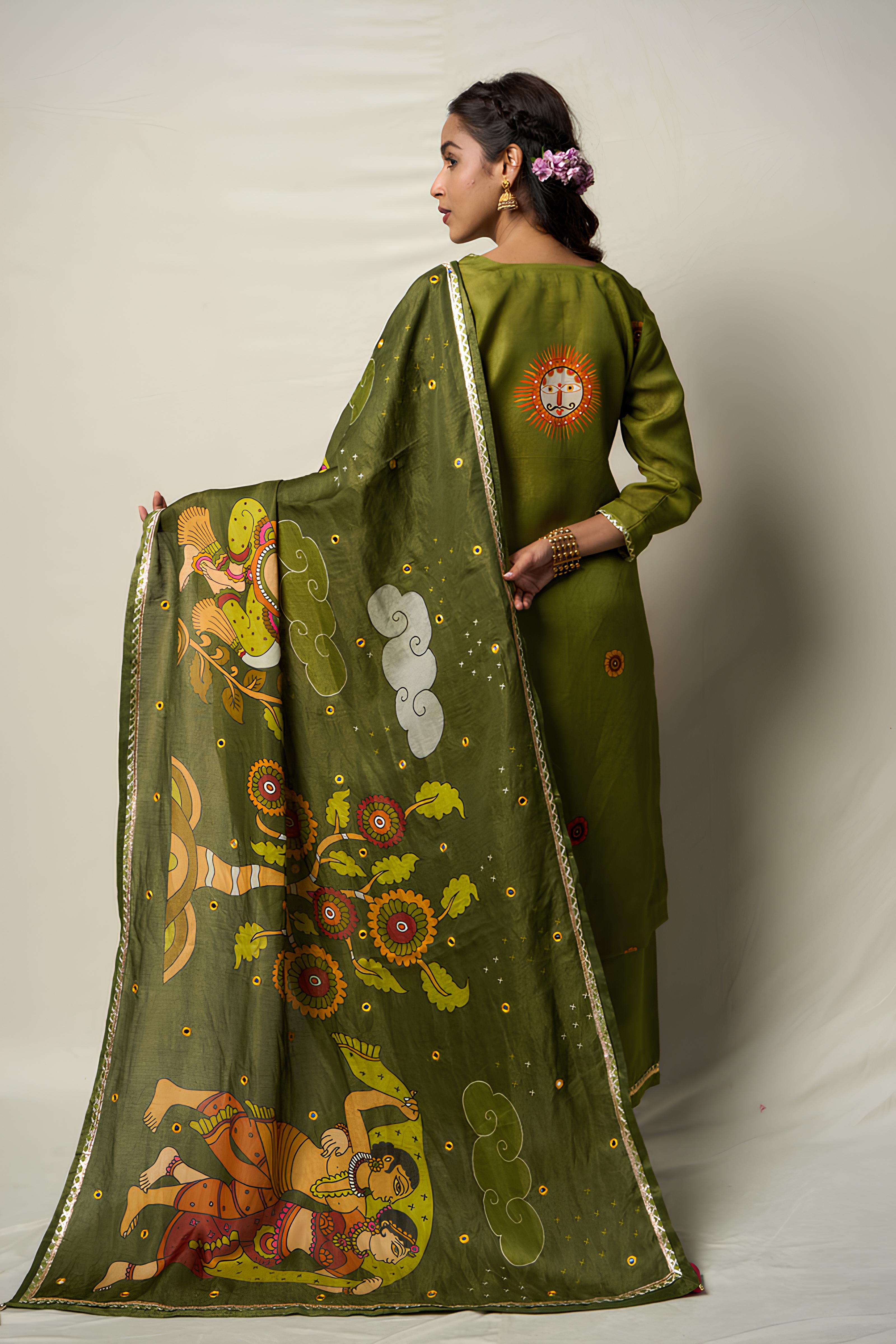 VANA MRIGA GREEN DUPATTA