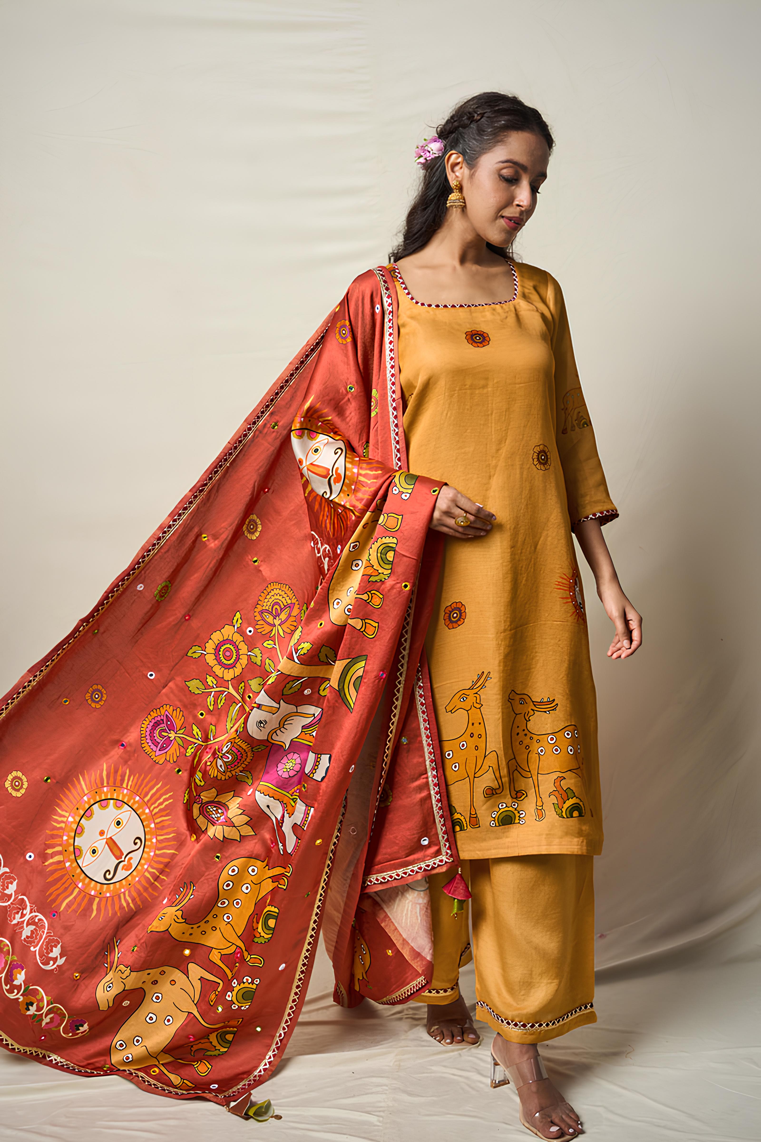 VANA MRIGA RUST DUPATTA