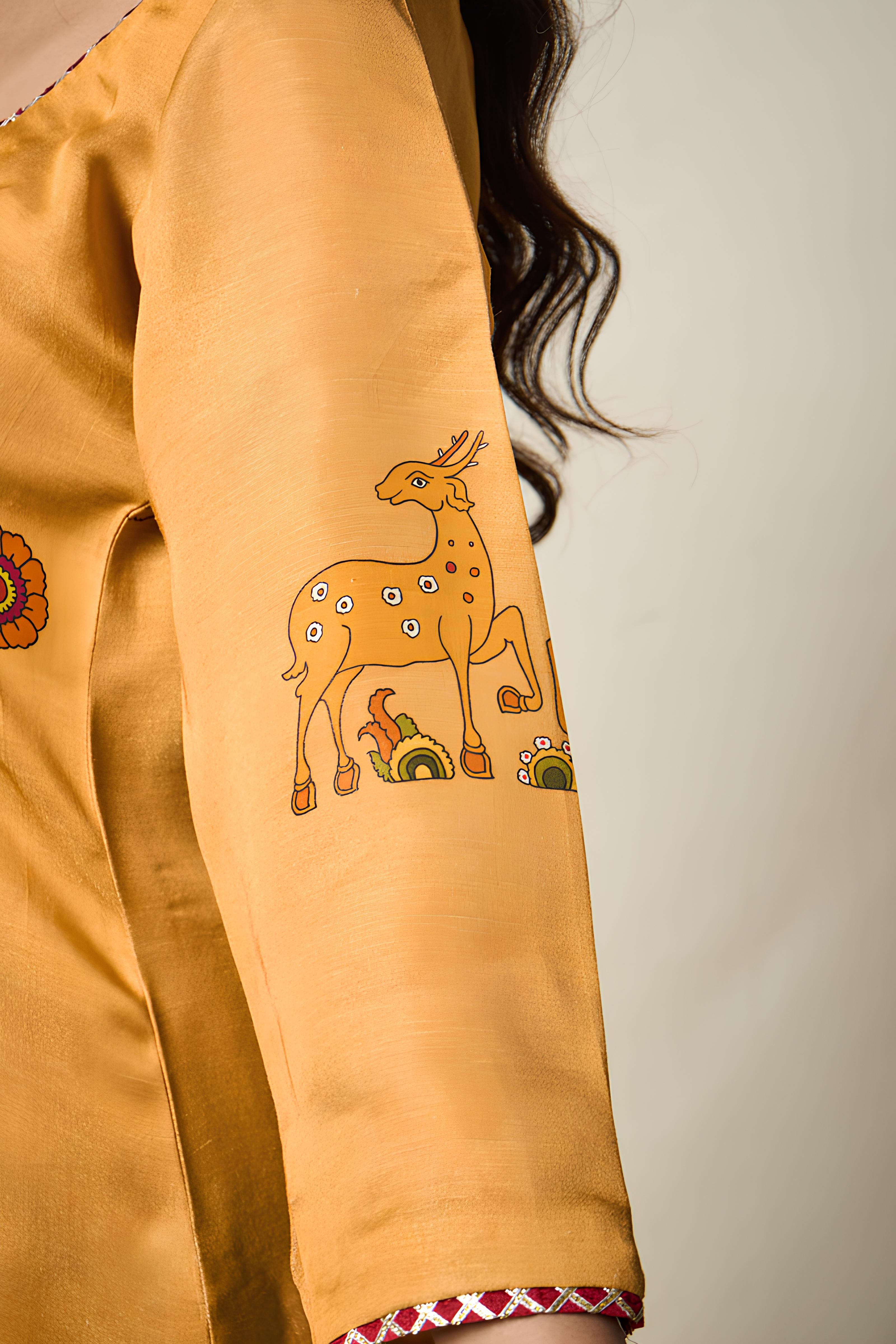 VANA MRIGA YELLOW KURTA + PALAZZO + DUPATTA SET (SET OF 3)