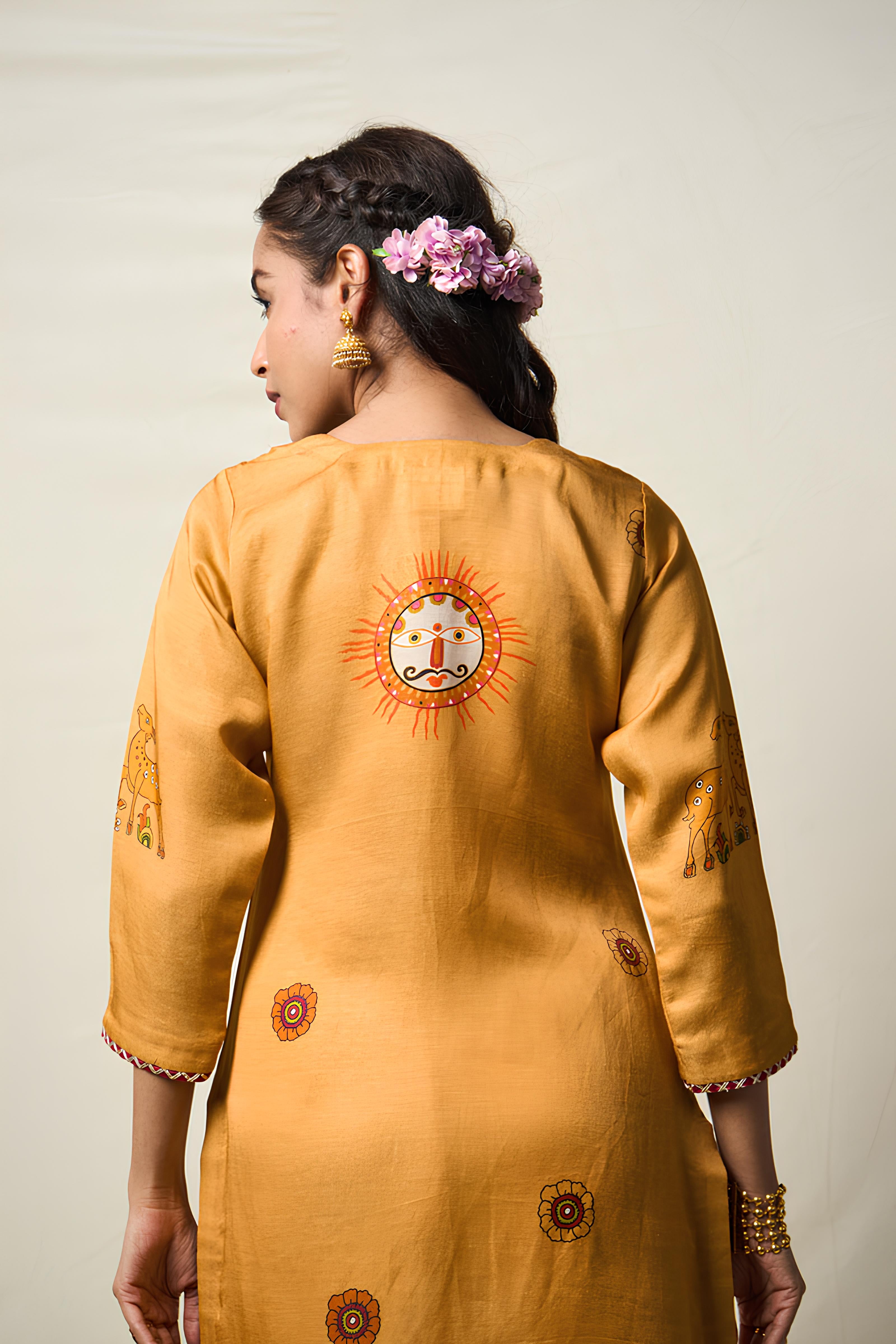 VANA MRIGA YELLOW KURTA + PALAZZO SET ( SET OF 2 )