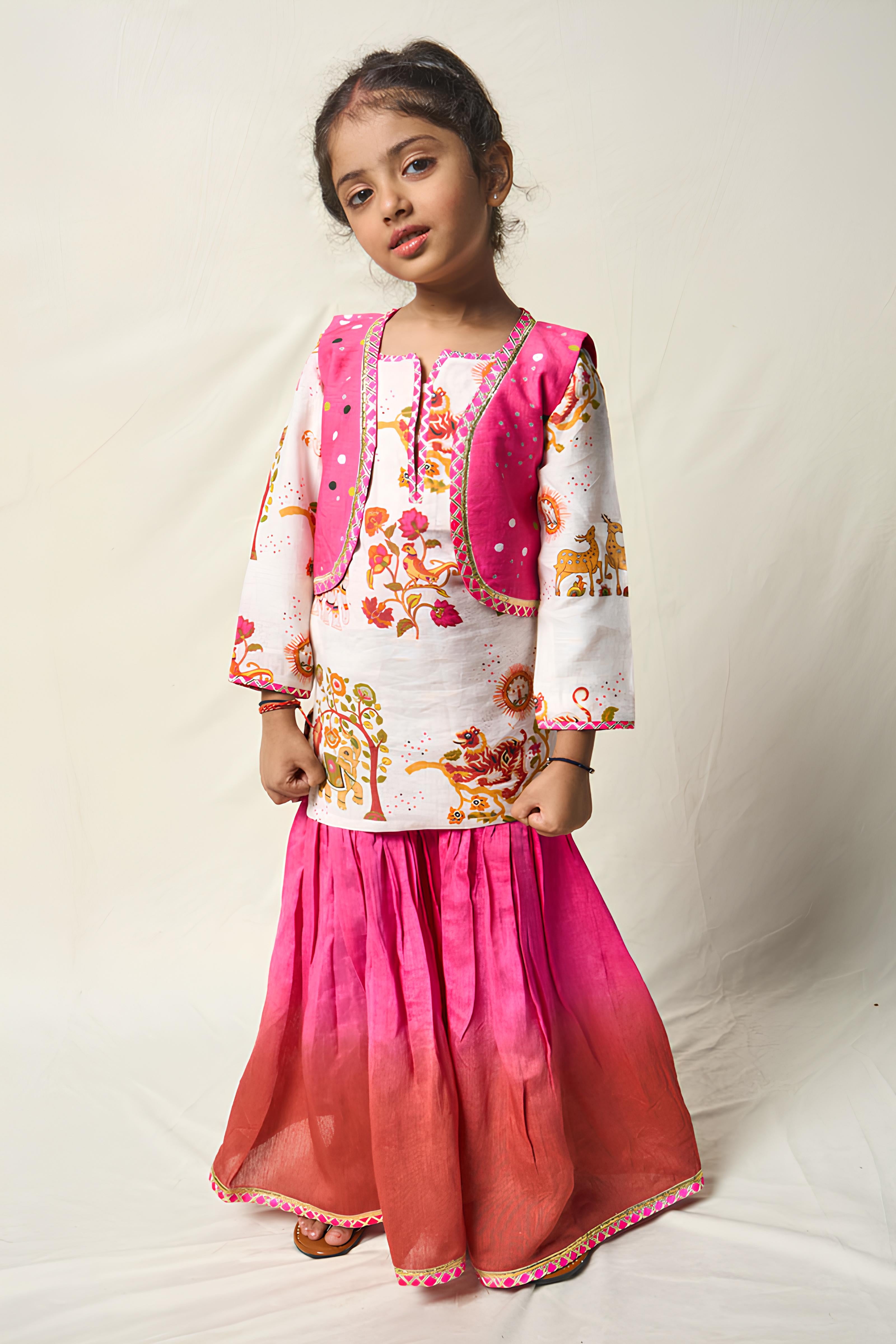 VAN KATHA PINK SHARARA SET (set of 3)