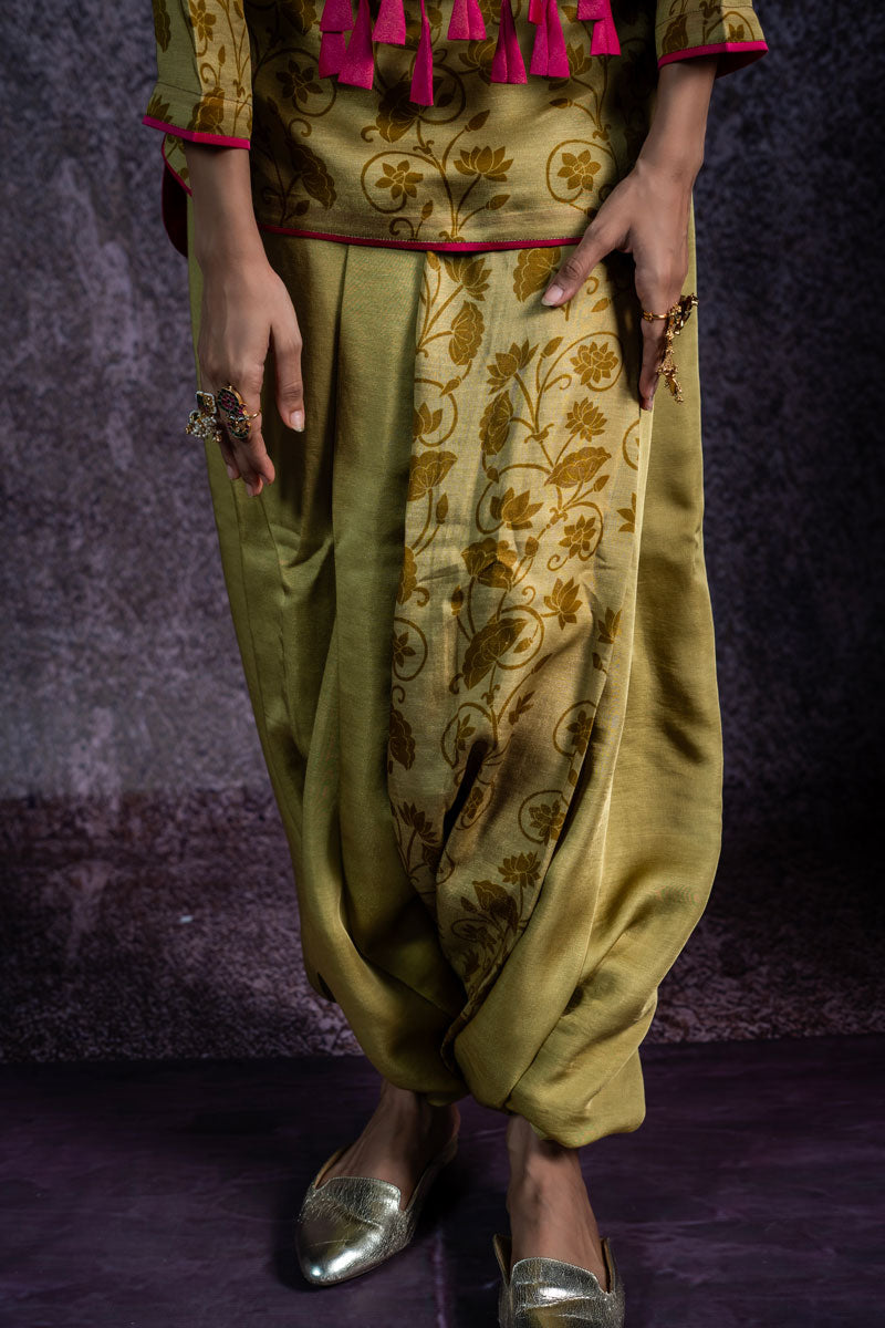 VRAJ LEELA METALLIC PISTA KURTA + DHOTI ( SET OF 2 )