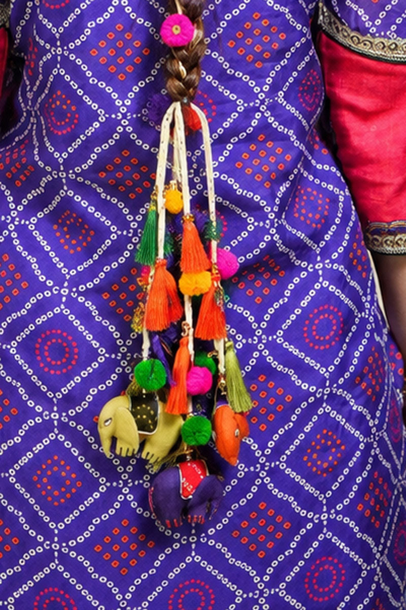 Pom Pom with elephant tassel hair parandi