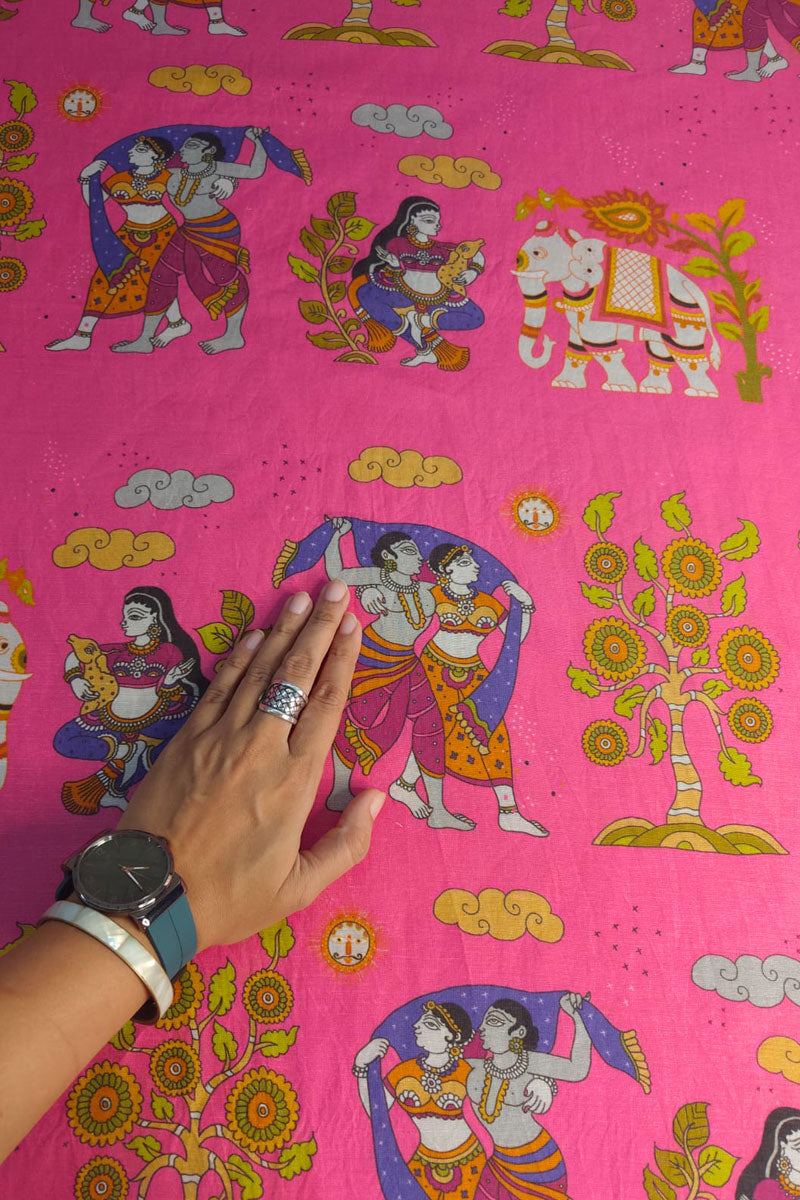 Pink panchvati fabric