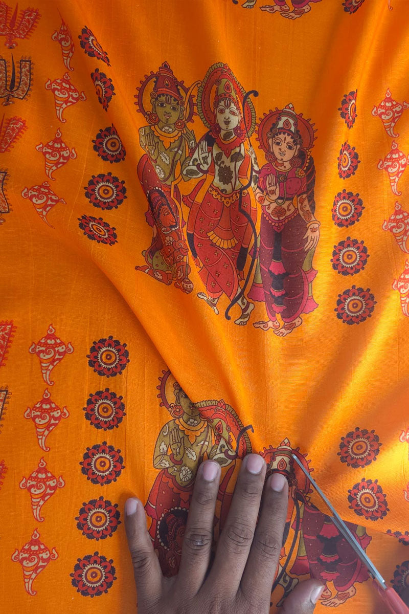 Siya sutra orange fabric