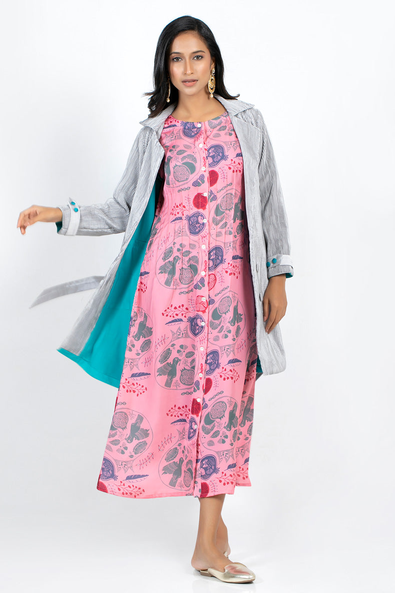 Metallic silver jacket-micro-pleated