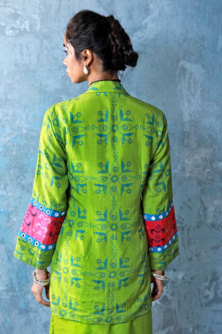 Aaina Lime Dress-Jacket Set (set of 2)