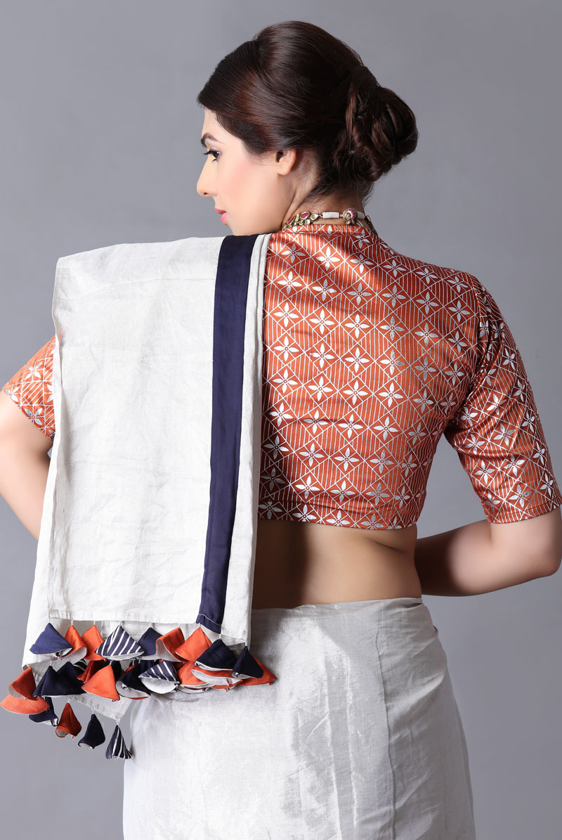 Metallic Silver saree