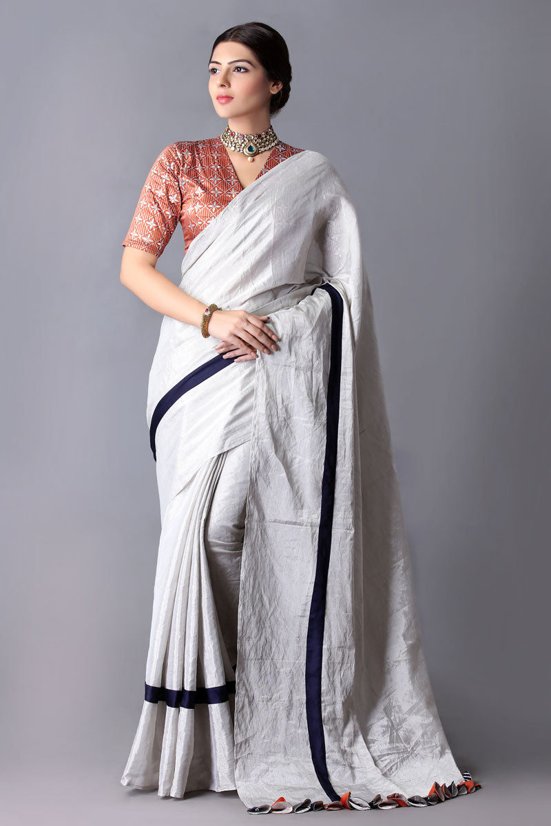 Metallic Silver saree