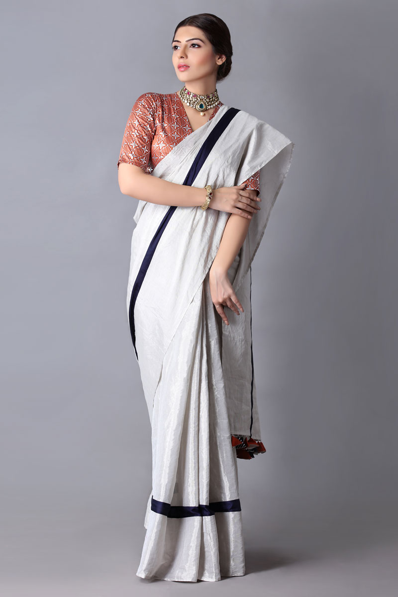 Metallic Silver saree