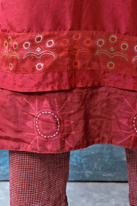 Roshanee Maroon Set (set of 3- kurta pant dupatta )