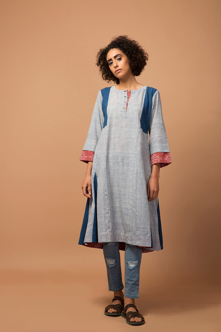 Indigo stripe kurta/dress