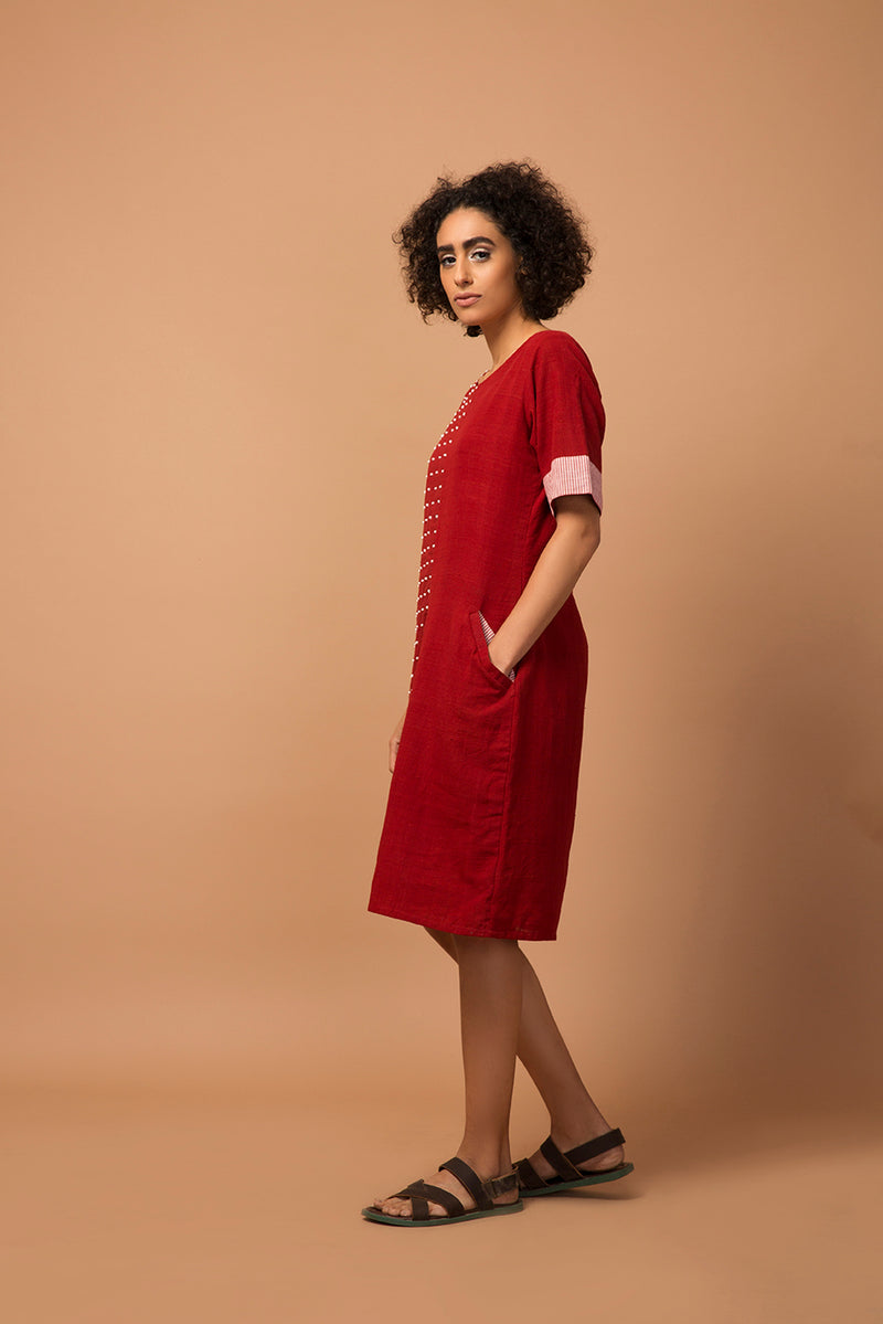 Maroon french knot dress