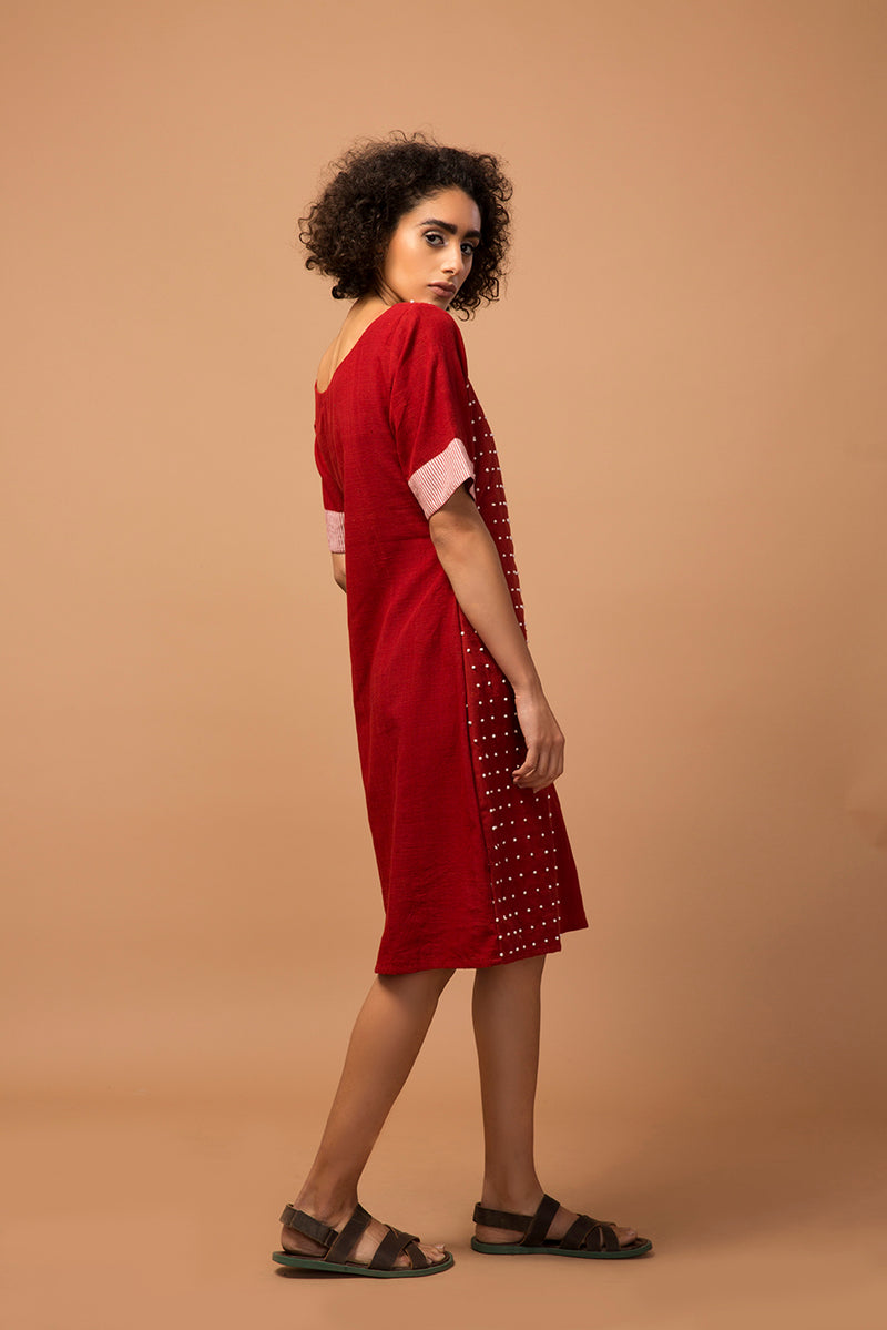 Maroon french knot dress