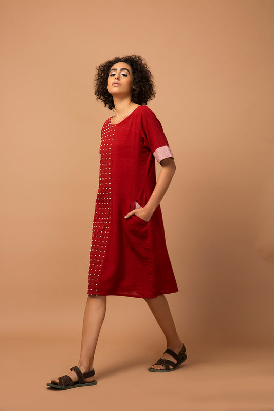 Maroon french knot dress