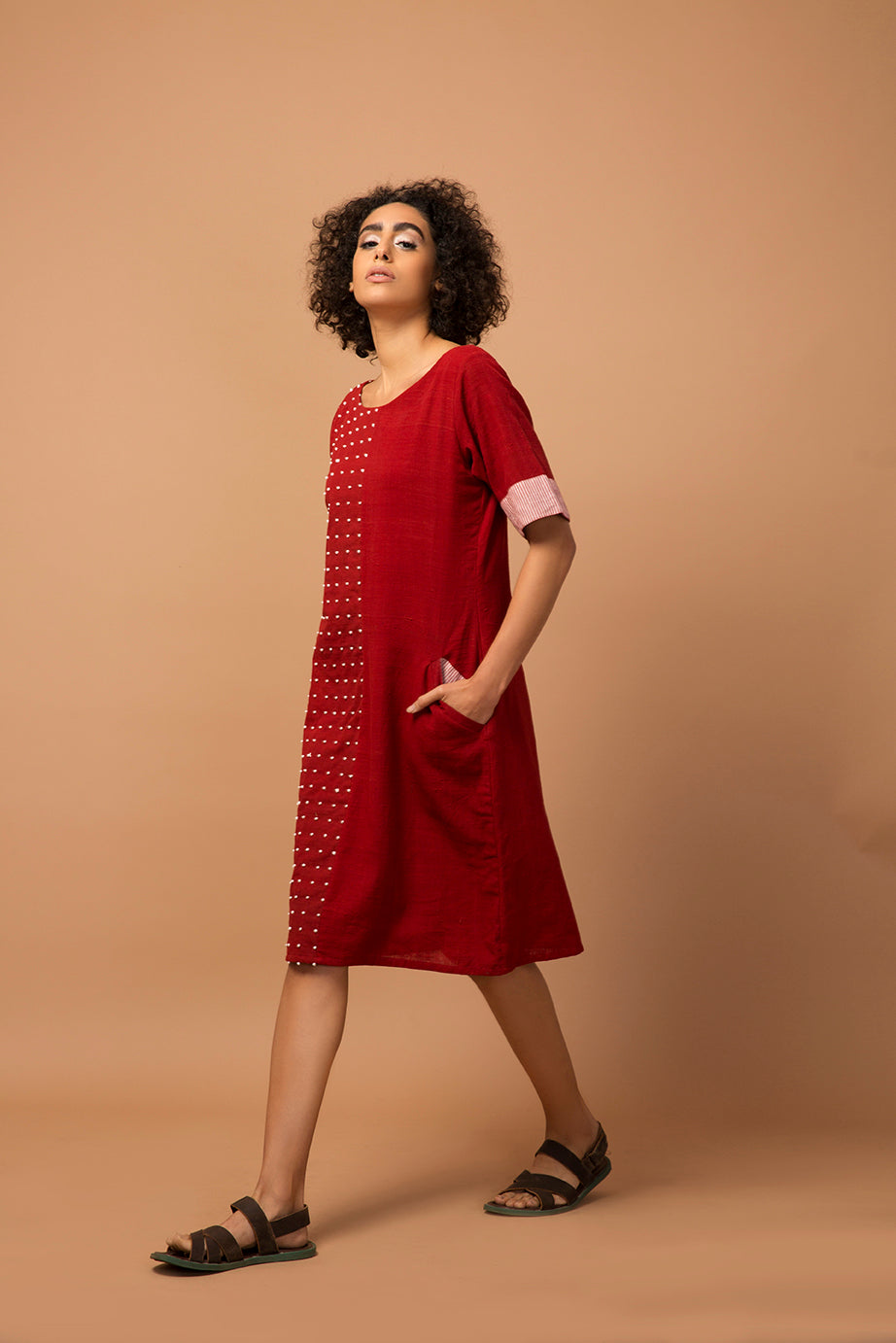 Maroon french knot dress