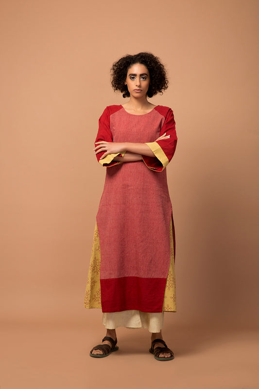 Maroon textured kurta