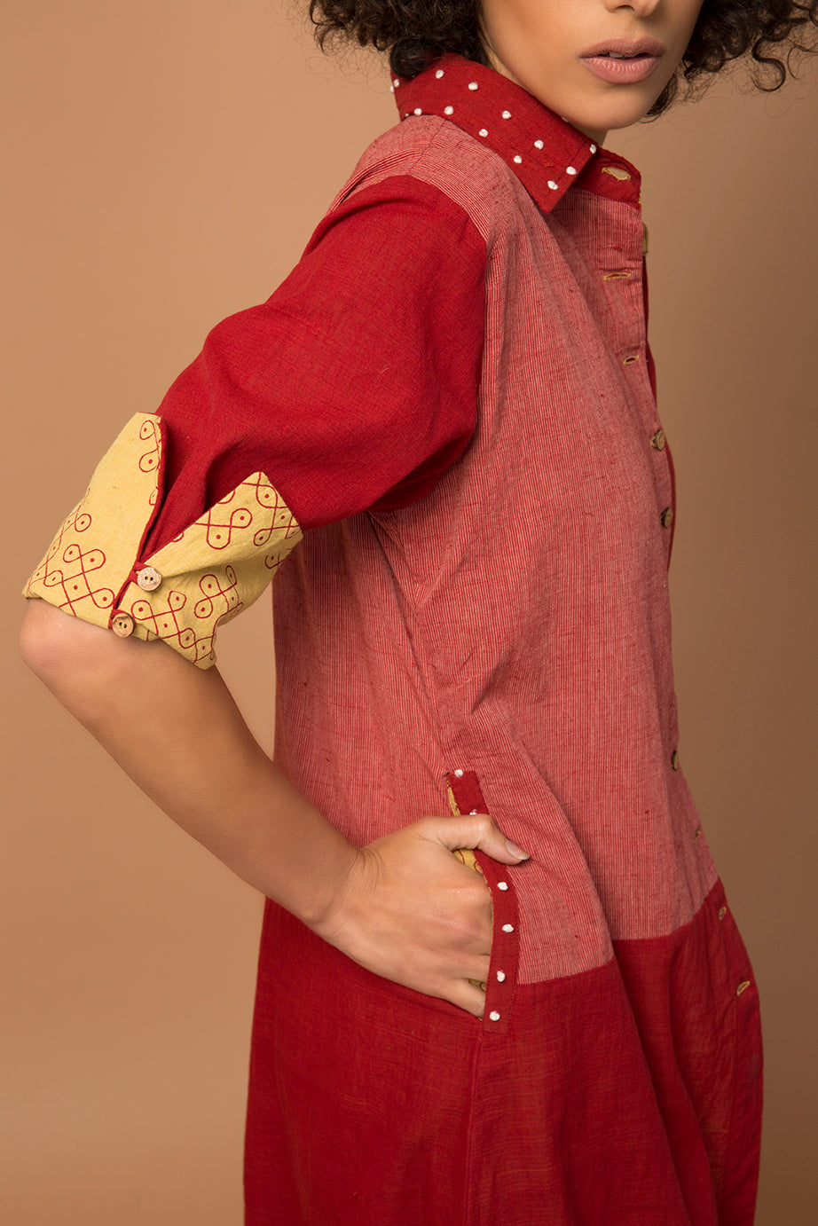 Red patch dress/jacket