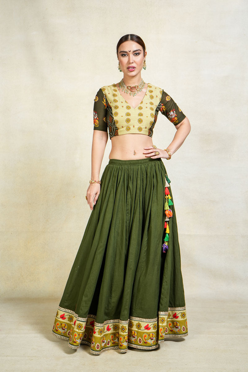 Anugraha green lehenga set (SET OF 3)