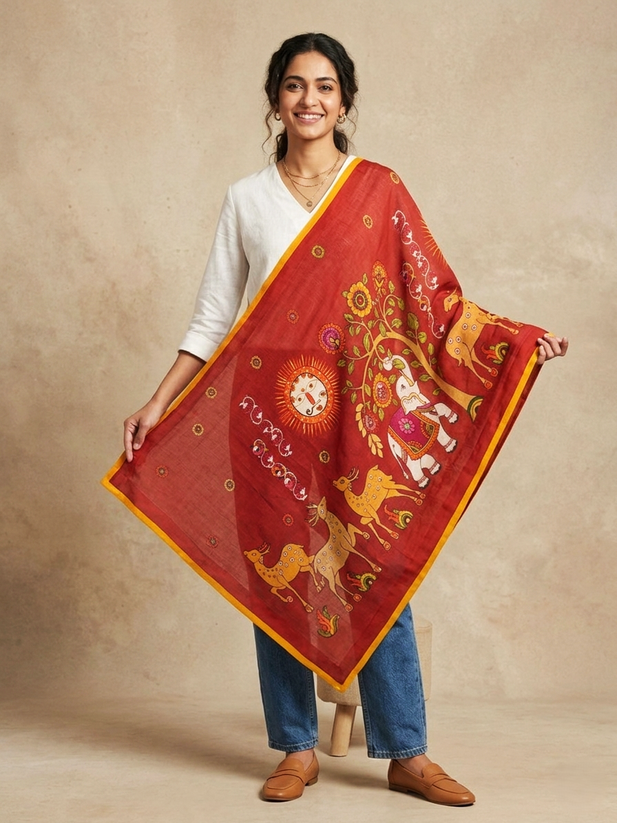 Vana Mriga rust unisex stole