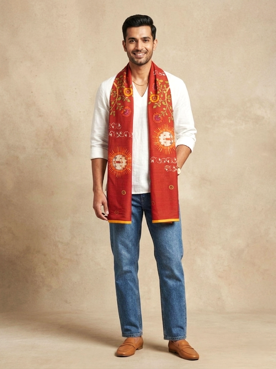 Vana Mriga rust unisex stole
