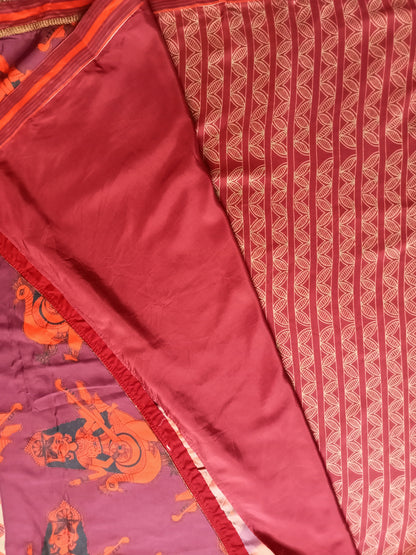 Saraswati and stripe silk saree