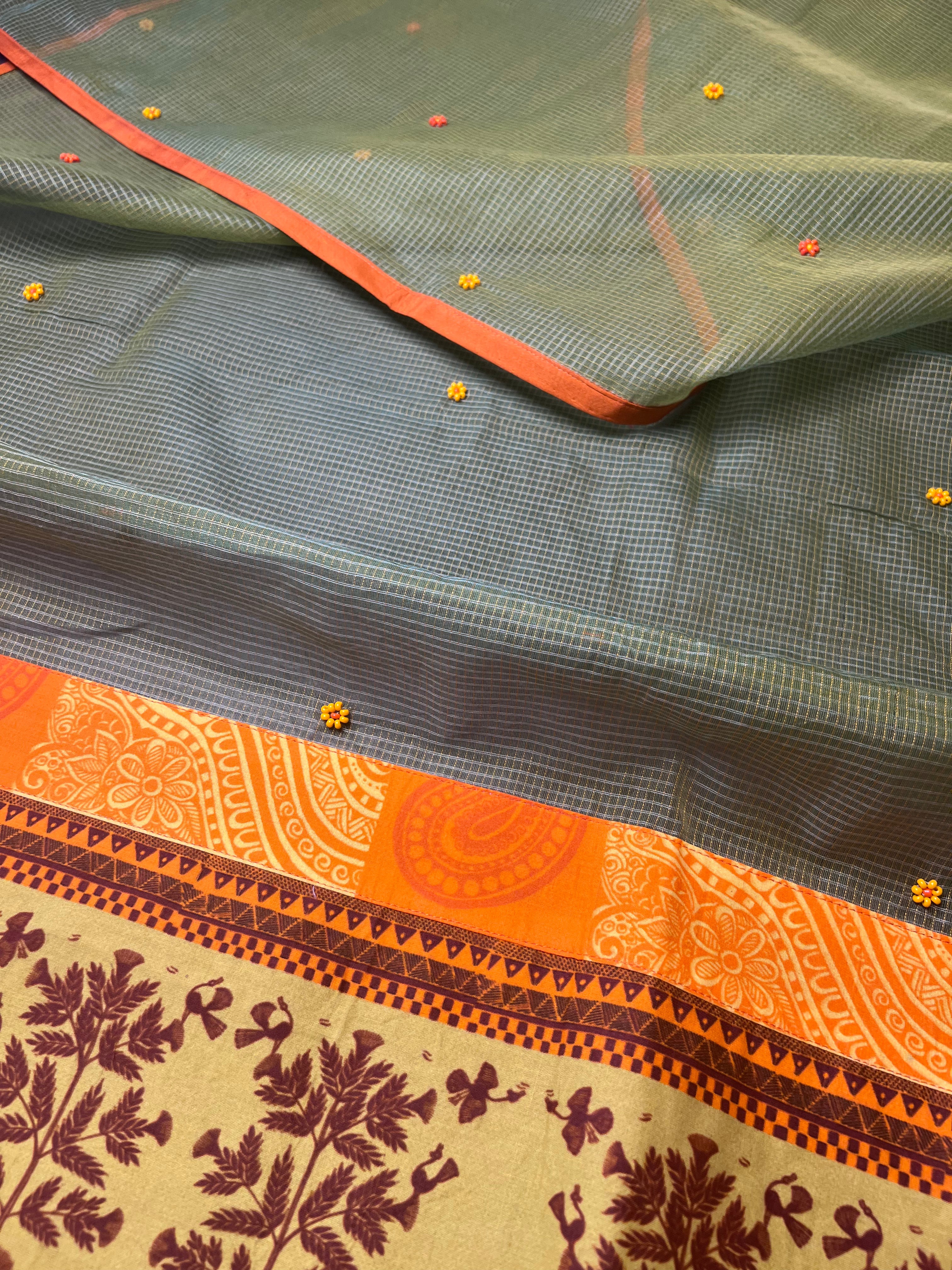 Lemon Kota embroidered dupatta