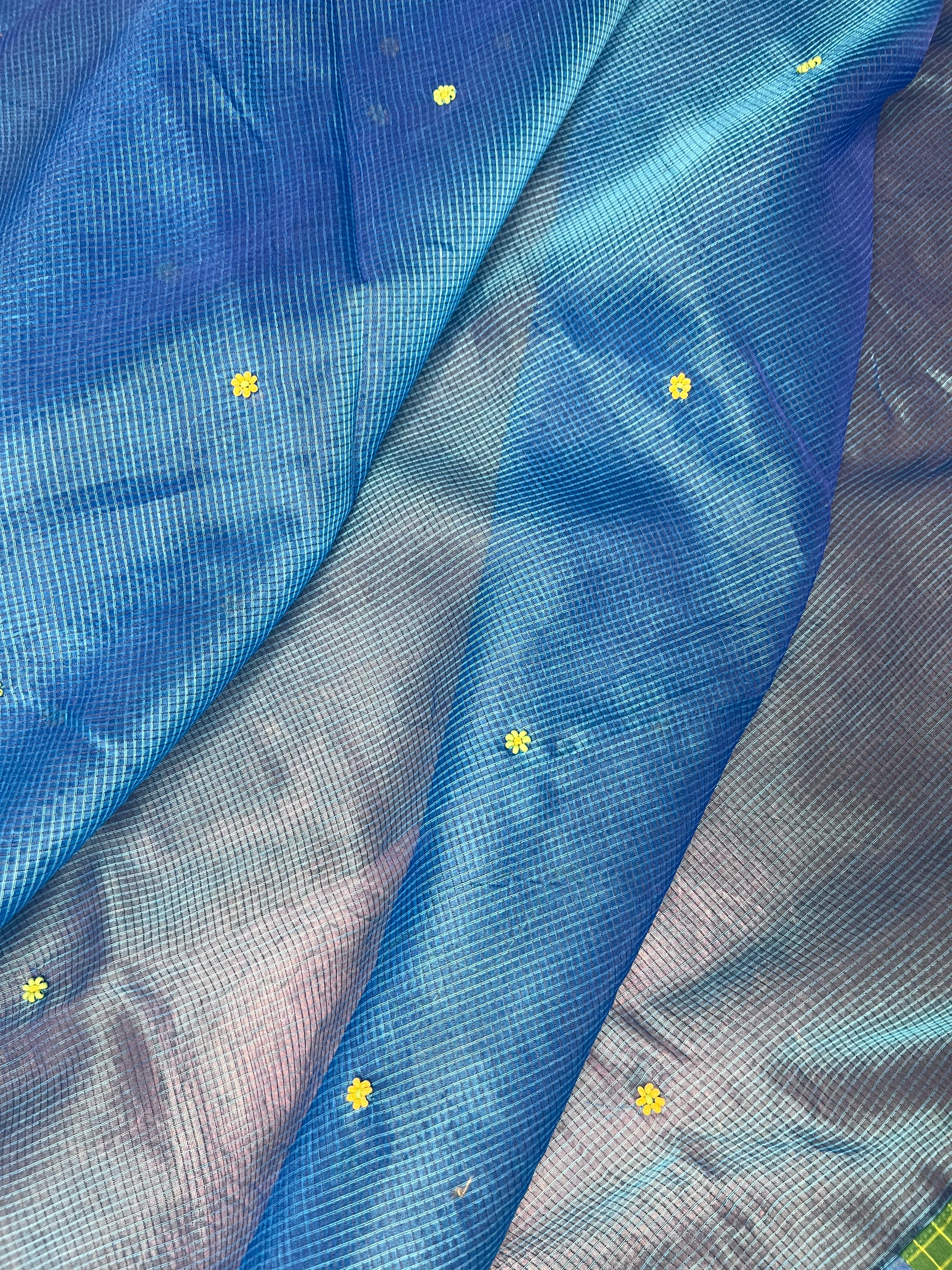 Blue kota embroidered dupatta