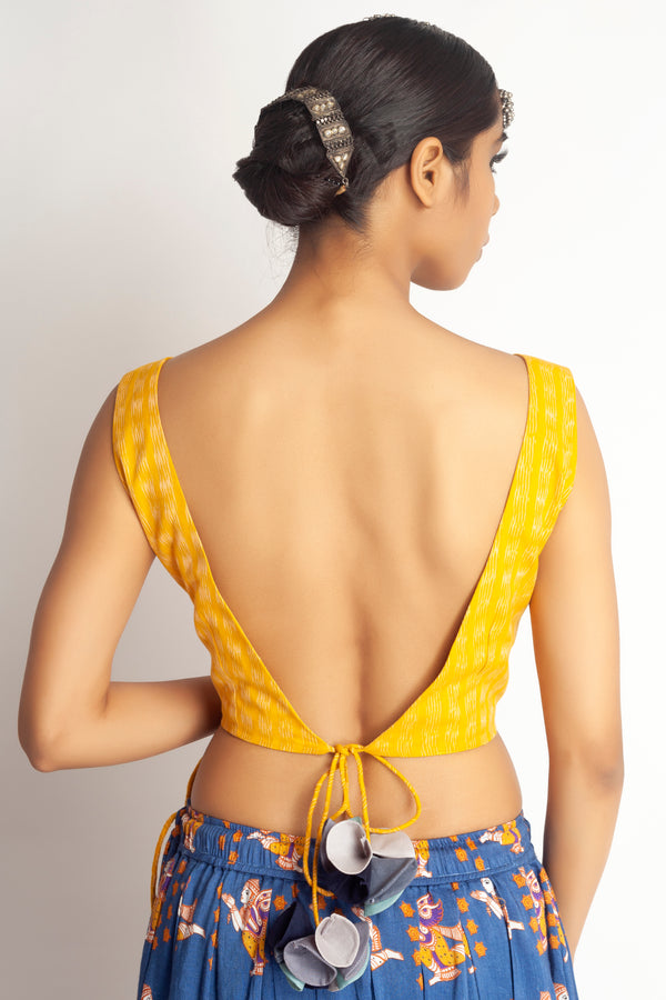 Lemon yellow ikat blouse