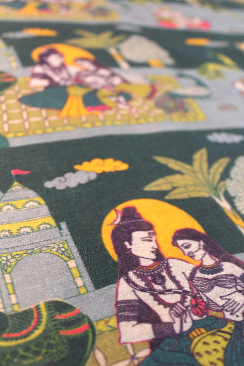 Shiv Parvathi Ganesh Fabric