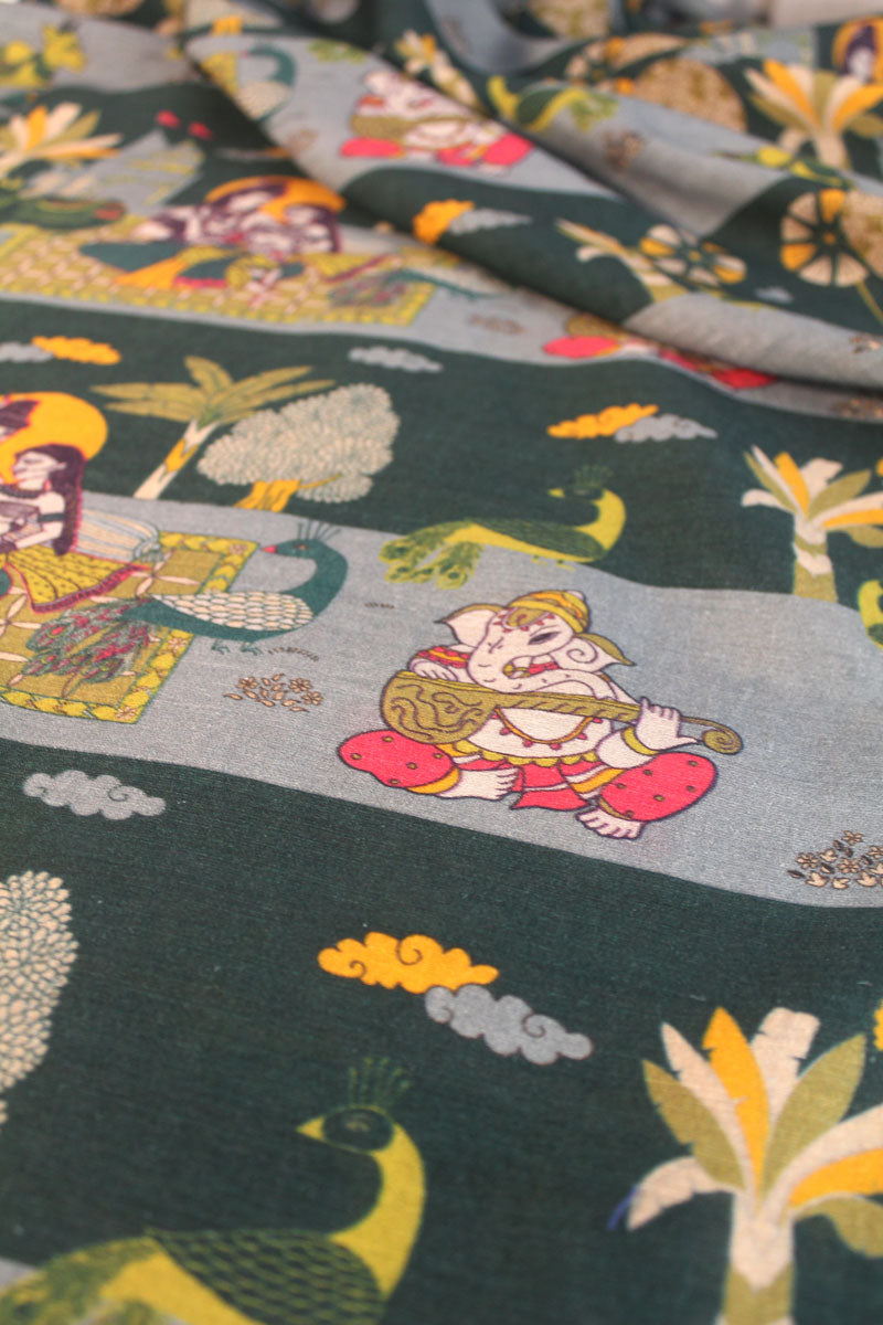 Shiv Parvathi Ganesh Fabric