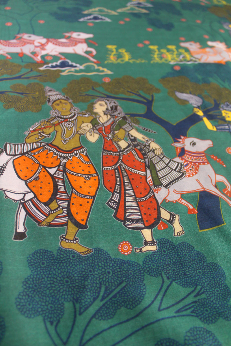 Radha Krishna Cow Fabric