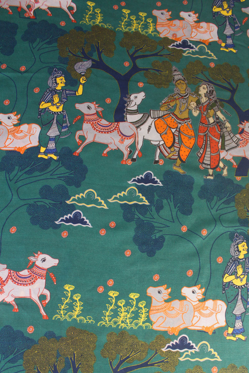 Radha Krishna Cow Fabric