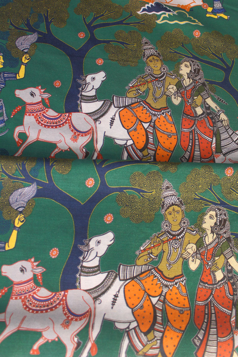 Radha Krishna Cow Fabric