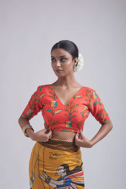 Jhoola Ochre Saree
