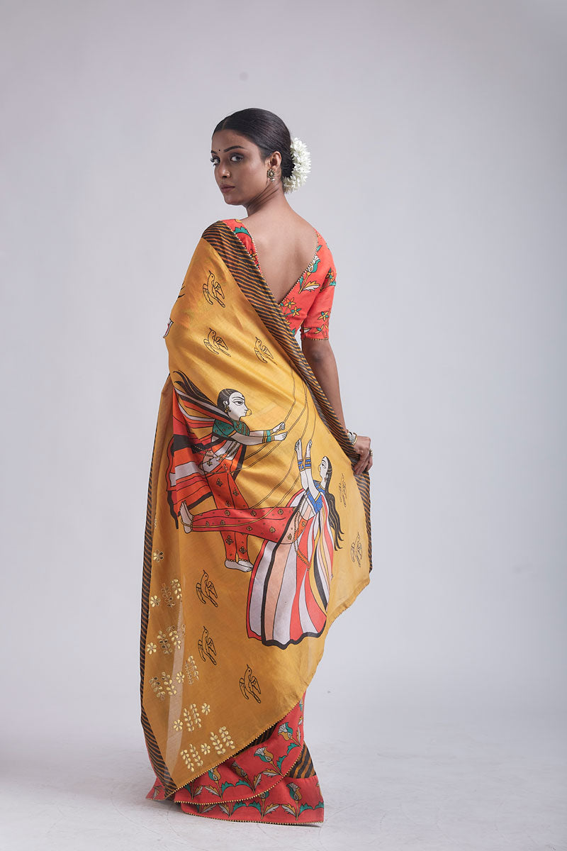 Jhoola Ochre Saree