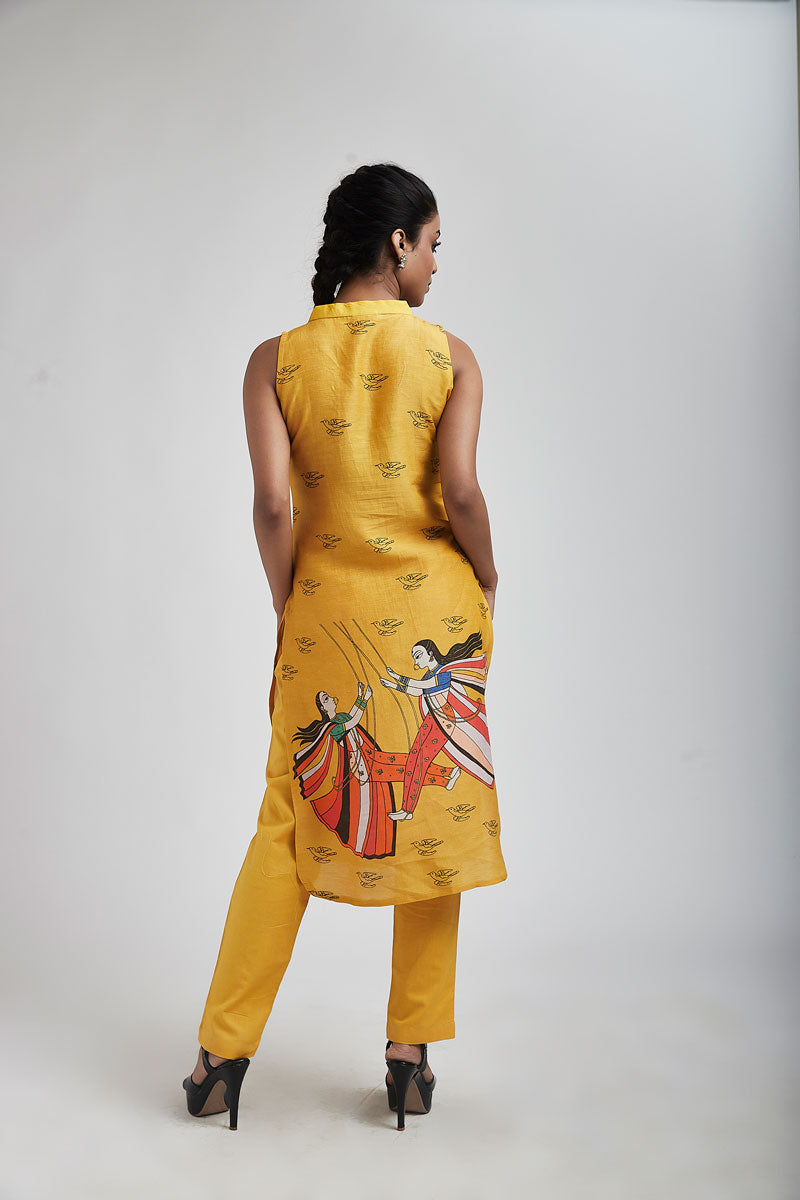 Jhoola ochre-yellow kurta + pant set