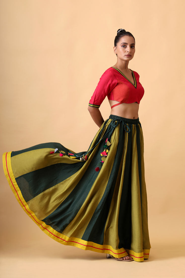 KSHITI PINE GREEN LEHENGA (set of 3)