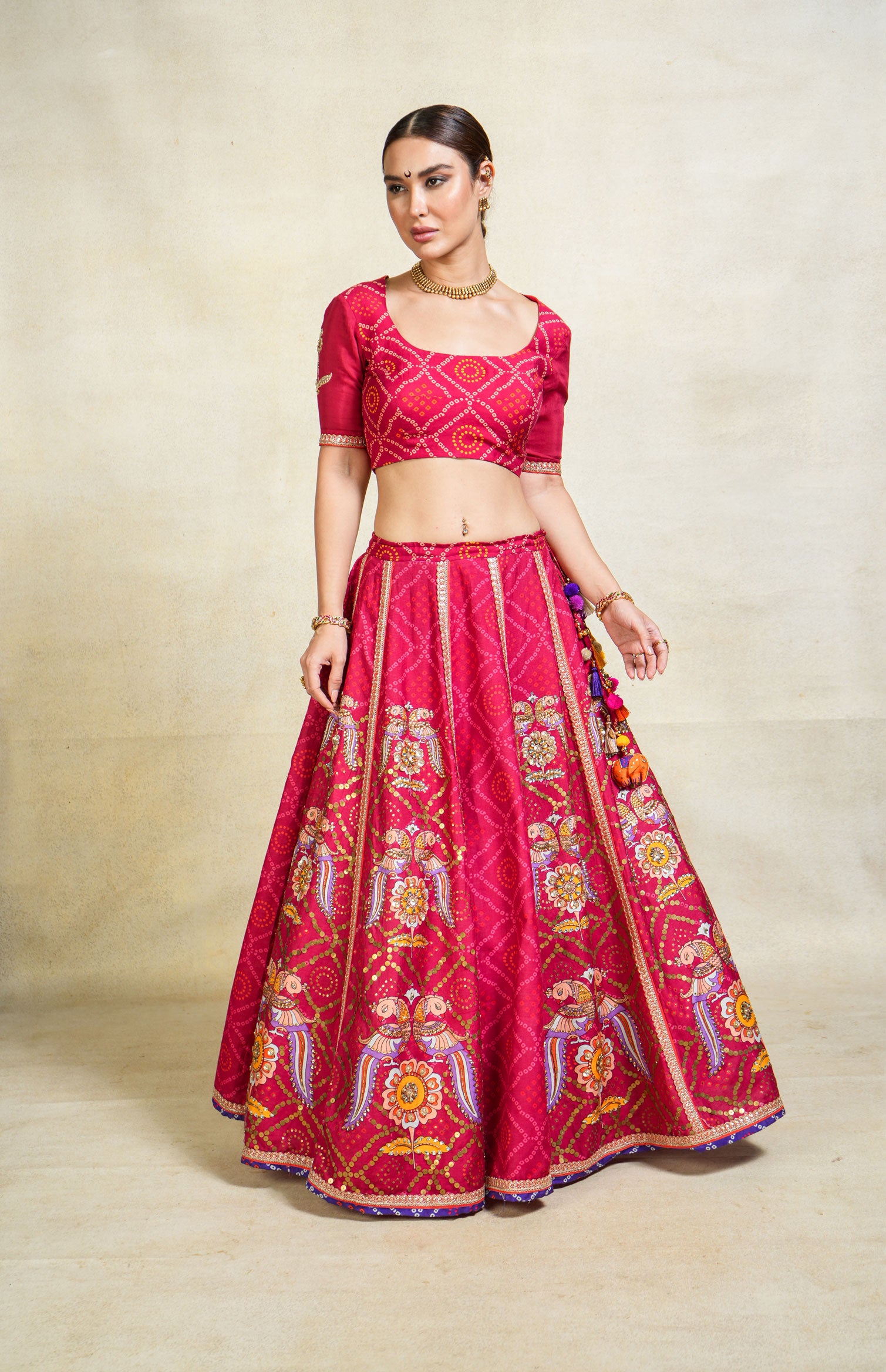 Anugraha magenta lehenga set (SET OF 3)