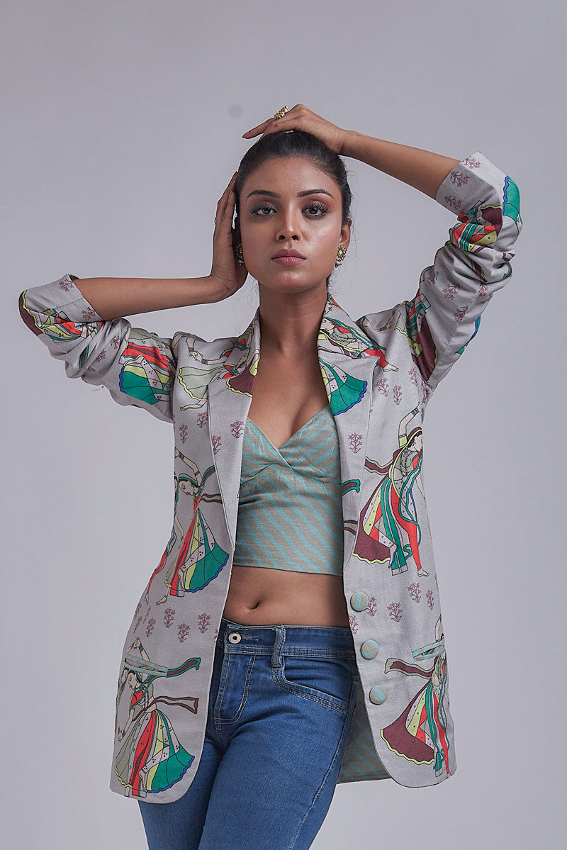 Naach grey jacket + bralette Set