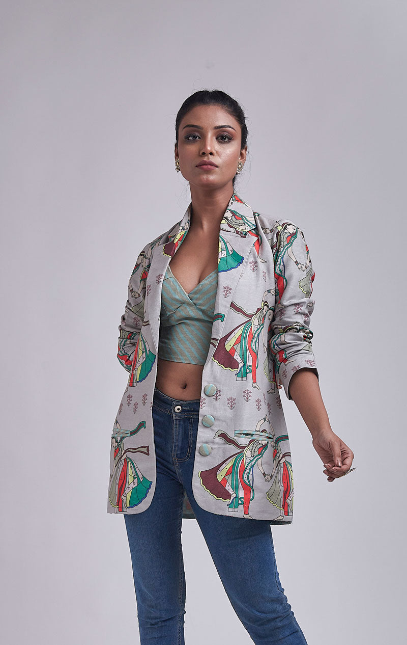 Naach grey jacket + bralette Set