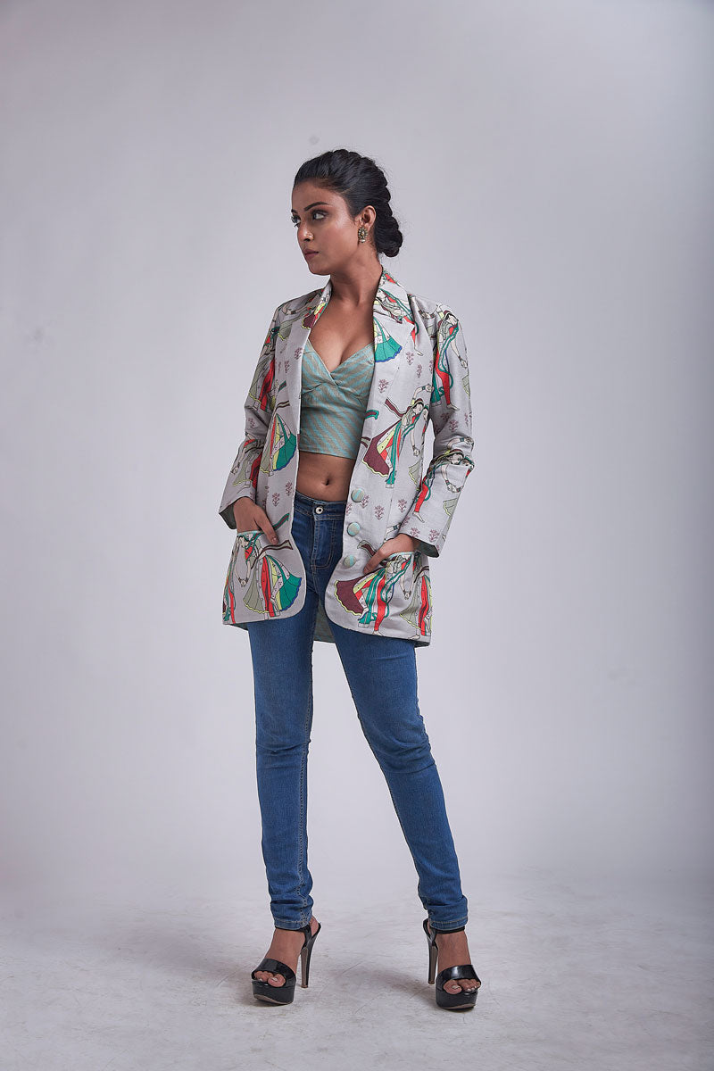 Naach grey jacket + bralette Set