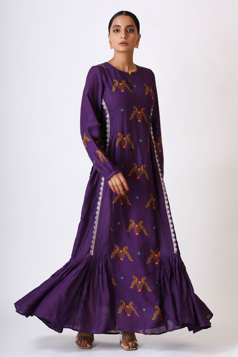 PRATEETI PLEATED PURPLE DRESS