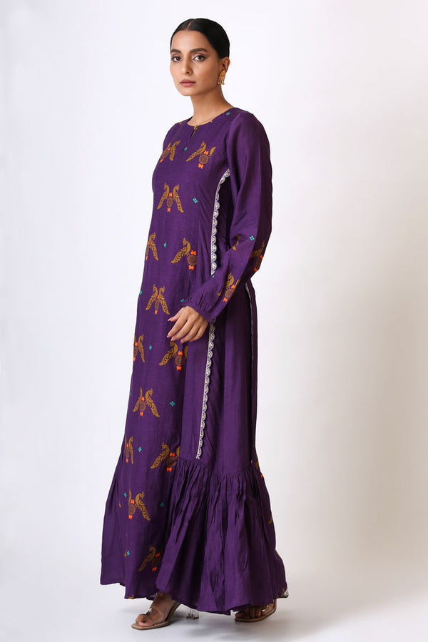 PRATEETI PLEATED PURPLE DRESS